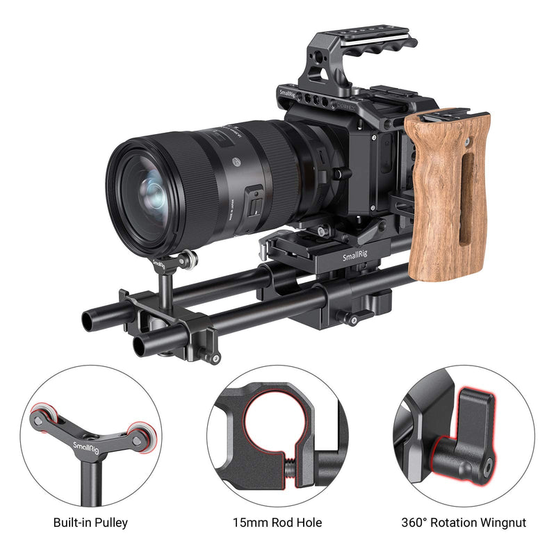 [AUSTRALIA] - SMALLRIG Universal 15mm LWS Rod Mount Lens Support Bracket Height Adjustable for DSLR Camera Shoulder Rig - 2727 