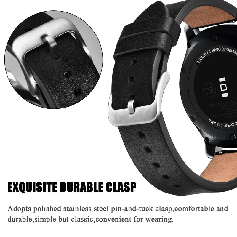 V-MORO Black Band Compatible with Galaxy Watch 46mm(2019) Band/Galaxy Watch 3 45mm Bands/Gear S3 Frontier Bands Leather Strap for Samsung Galaxy Watch3 45mm/Galaxy Watch 46mm(2019)/Gear S3