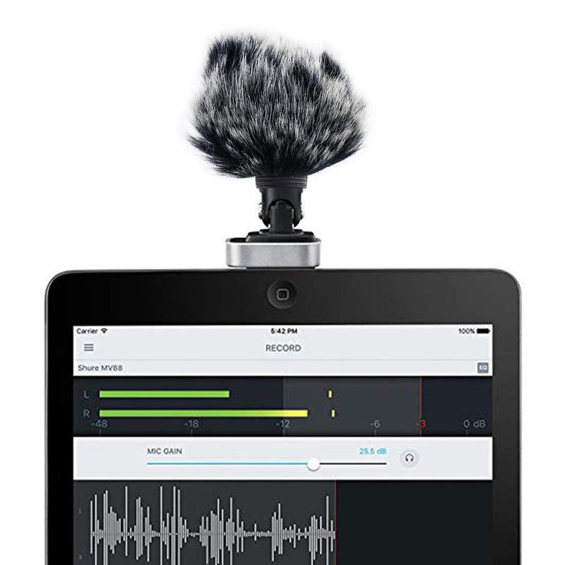 SUNMON Microphone Furry Windscreen for Shure MV88, Muff Windshield Windjammer Deadcat for MV88 iOS Microphone suitable for iPhone/iPad