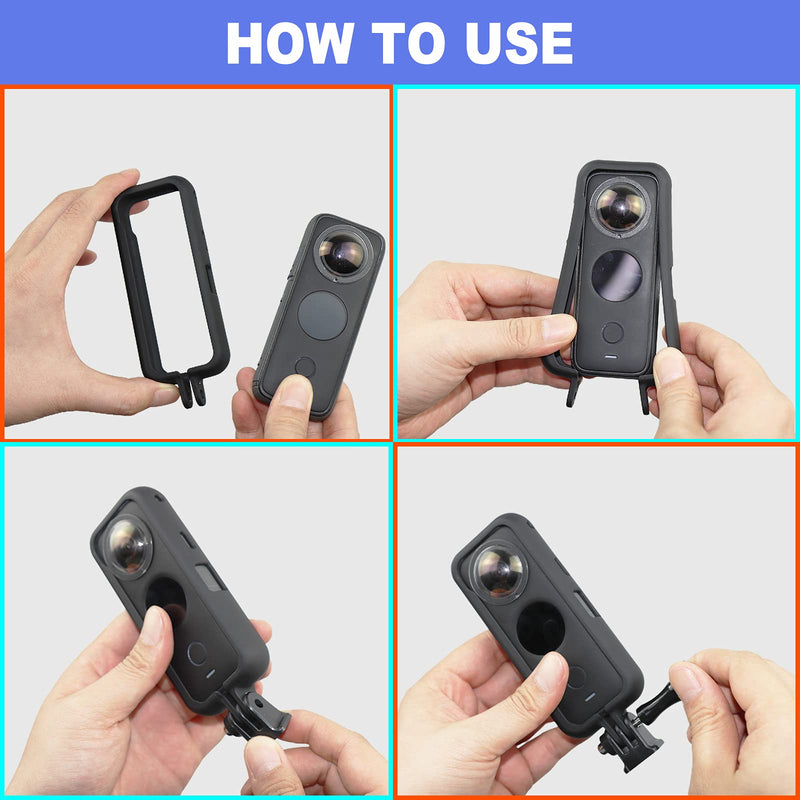 Mounting Bracket for Insta360 ONE X2 Accessories Frame, Protective Case Cage with Lens Cap housing Mount