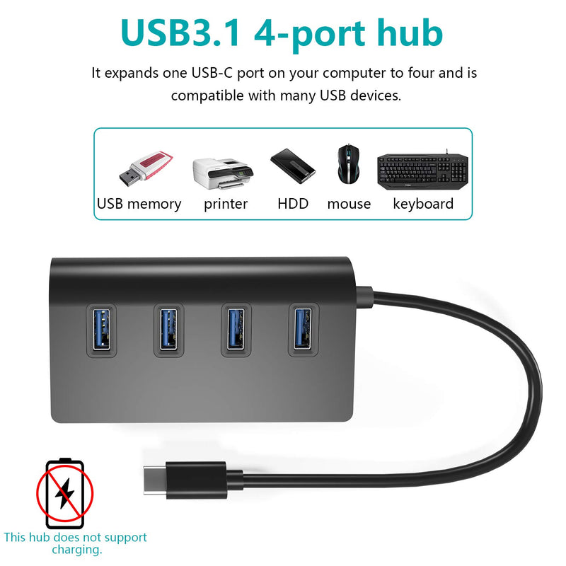 CATECK Type C USB Hub, 4 Ports USB C to USB 3.0 Hub Adapter, USB 3.1 Gen2 Hub for MacBook Pro/Air 2020/2019, iPad Pro, Dell, Chromebook and More