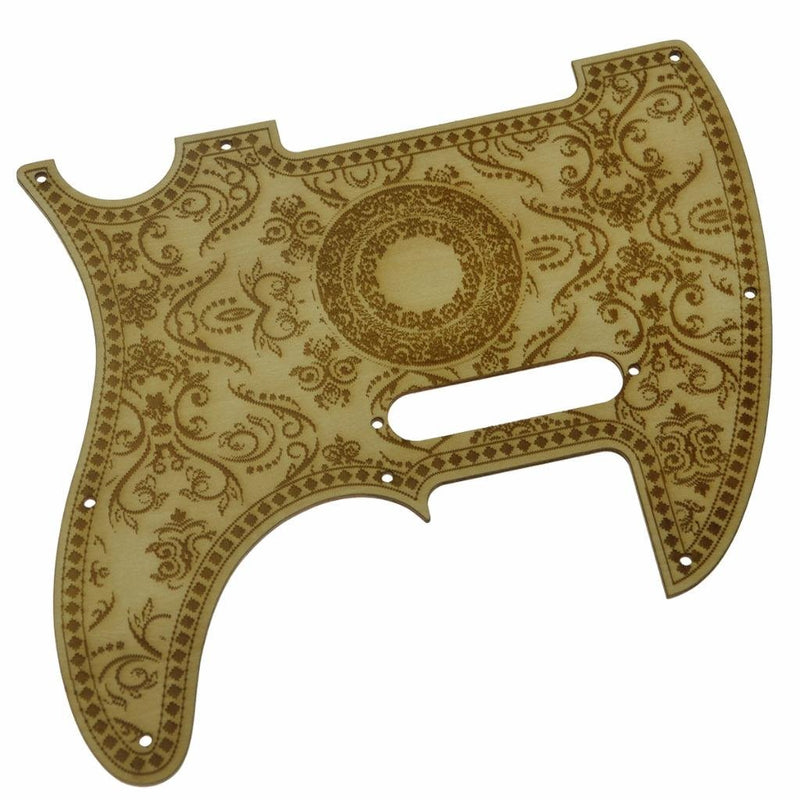 KAISH 8 Hole Floral Style Tele Maple Guitar Pickguard Wooden Scrach Plate for Fender Telecaster