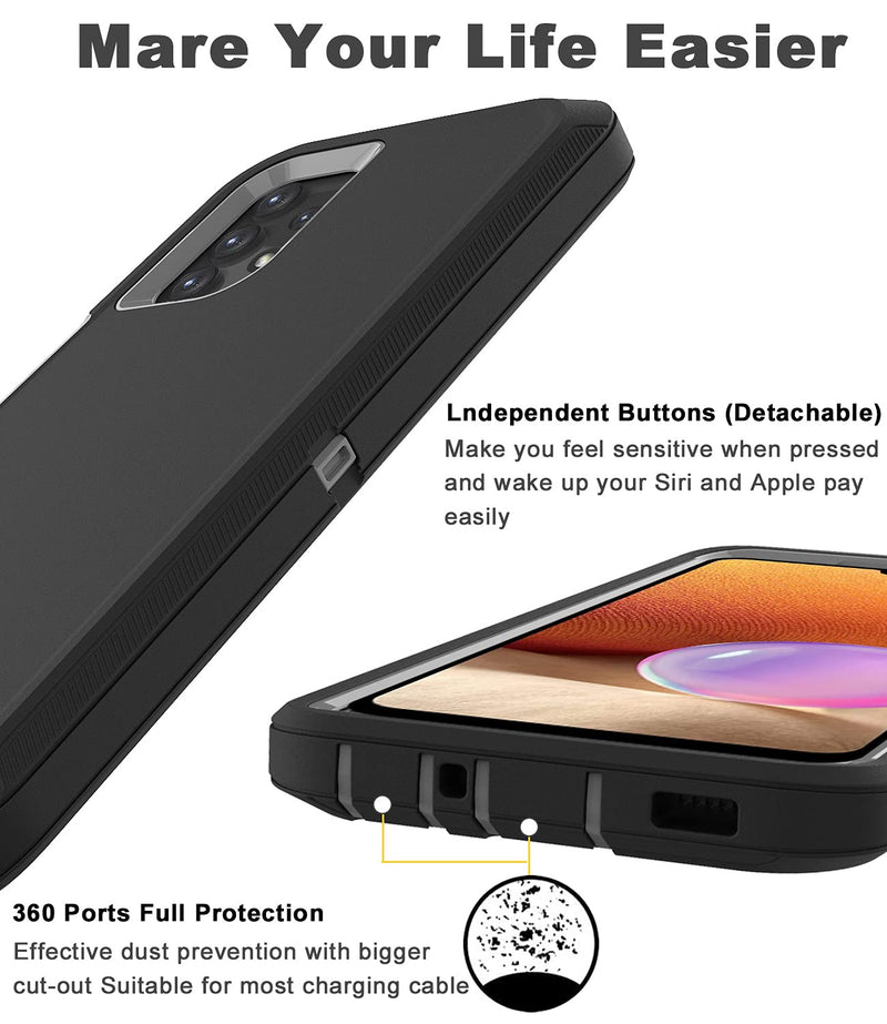 Comboproof for Samsung Galaxy A32 5G Case,Shockproof Dustproof Case for iPhone Samsung Galaxy A32 5G (Black) Black