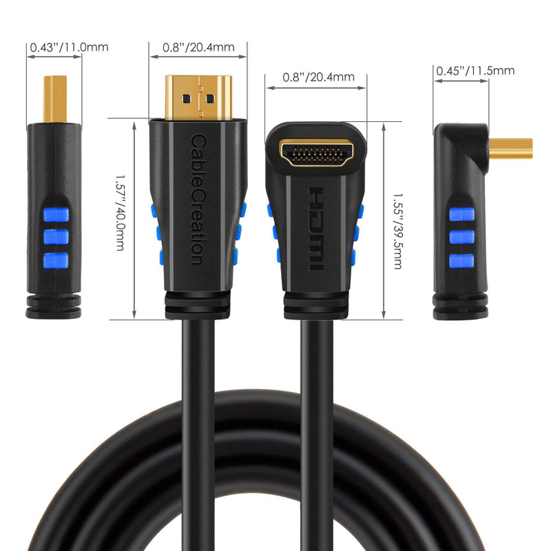 [AUSTRALIA] - HDMI 2.0 Cable, CableCreation 3 Feet 4K (60Hz) Down Angle 90 Degree Down HDMI Cable with Gold Plated Connector, Support Ultra HD, 3D Video, Ethernet, Audio Return Channel, Black 3ft 