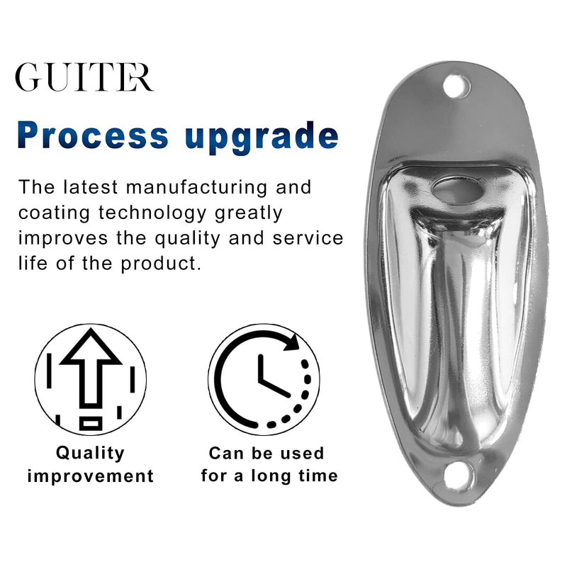 SAPHUE Guitar Input Jack Socket Plate Output Loaded Boat Style 1/4 Inch with Screws for Fender Stratocaster Strat St Mono Electric Guitar for Electric Guitar Replacement Parts（Chrome） Chrome