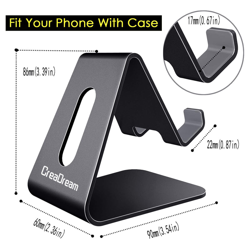 CreaDream Cell Phone Stand, Cradle, Holder,Aluminum Desktop Stand Compatible with Switch, All Smart Phone, iPhone 11 Pro Xs Max Xr X Se 8 7 6 6s Plus SE 5 5s-Black Black