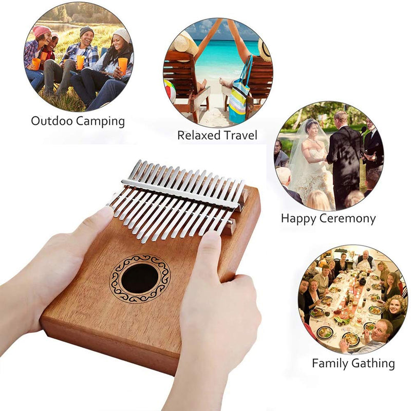 Kalimba 17 Keys Thumb Piano, Natural Wood, with basic course Tune Hammer, for Adult Kids Beginners, for Gifts