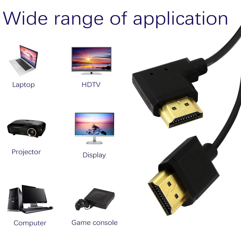 PNGKNYOCN 15CM HDMI Male to Male Short Cable, 90 Degree Leftward Angle High Speed HDMI 2.0 Adapter Connector Cable Support 4k@60HZ, for Raspberry Pi, Tablet, Camera Etc(L)