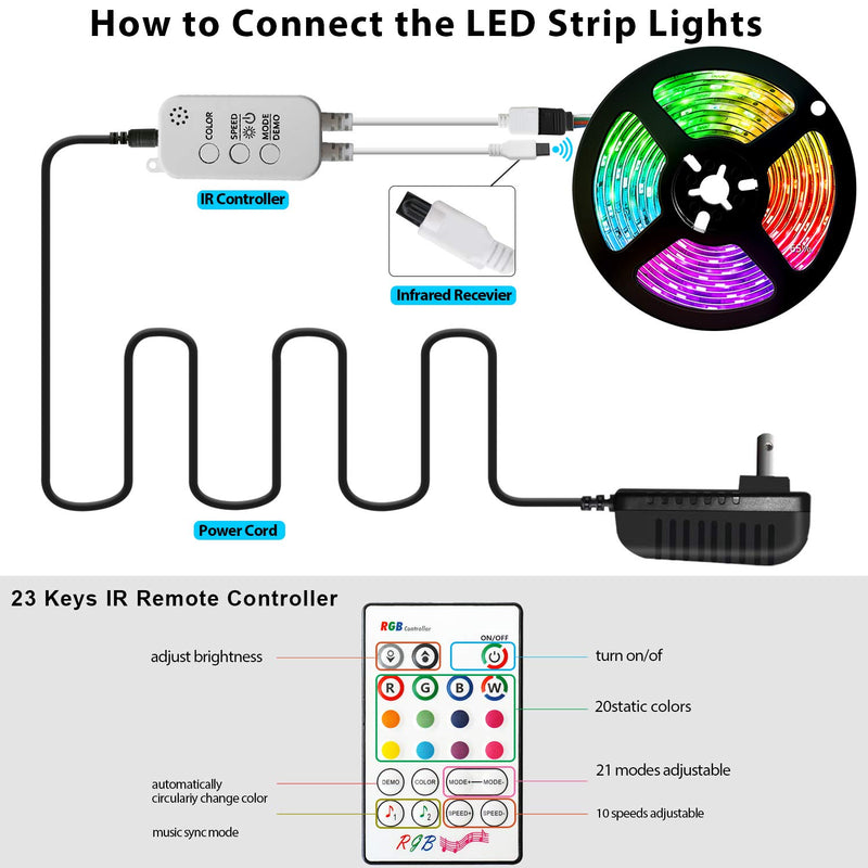 [AUSTRALIA] - LED Strip Lights Reemeer 16.4ft Smart Led Lights Strip Music Sync App Controlled and Remote Led Lights for Bedroom Party Home Decoration 