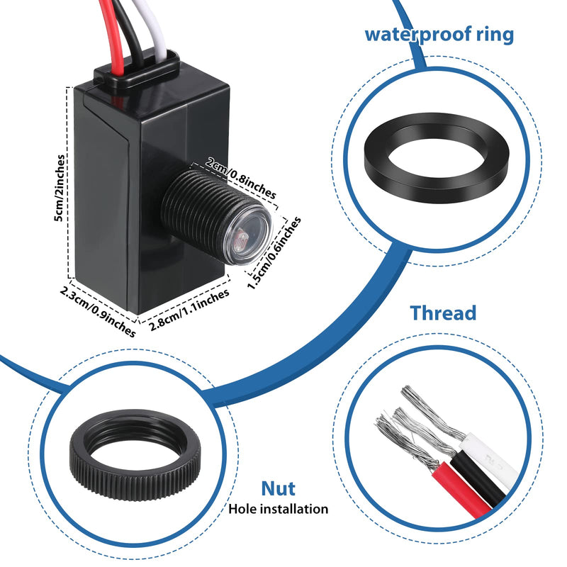 6 Packs Dusk to Dawn Sensor AC Photocell Switches Outdoor 120V Photoelectric Switches for Most Outdoor Lighting Bulbs