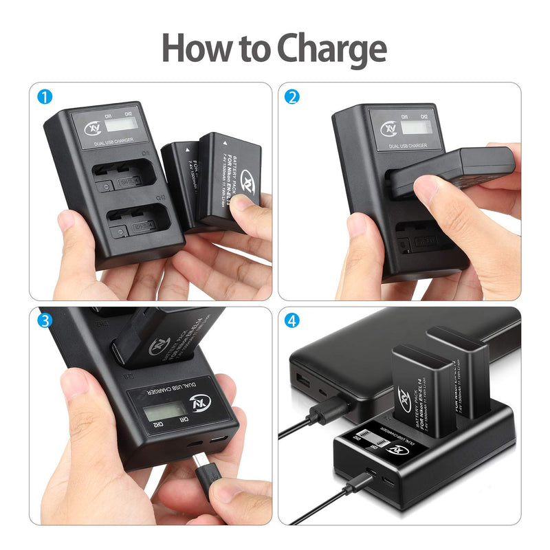 Cxy NP-FW50 Camera Batteries and Rapid LCD Dual Charger Sets for Sony A6000,A6500, A6300, A6400, A7, A7II, A7RII, A7SII, A7S, A7S2, A7R, A7R2, A55, A5100, RX10 Accessories (2-Pack,1300mAh)