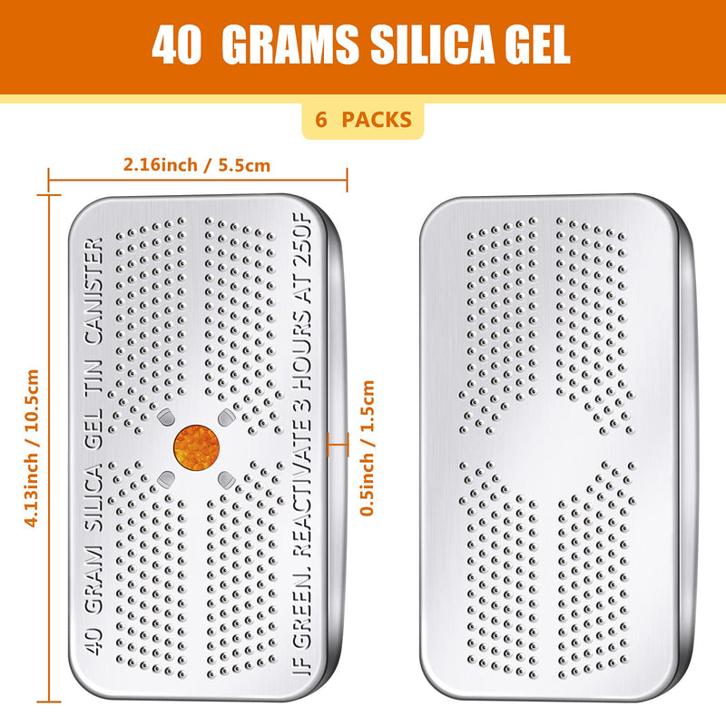 [AUSTRALIA] - 6 Pack 40 Gram Indicating Silica Gel Desiccant Canister Dehumidifier Orange Indicating Desiccant Reusable Moisture Absorber Bag for Car Closet Cabinet Bag Storage Box (6 Boxes) 6 