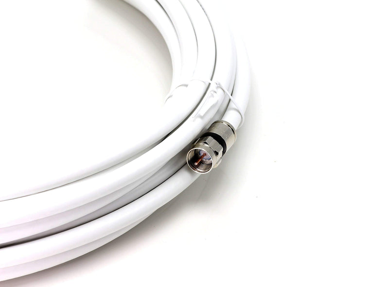 30' Feet, White RG6 Coaxial Cable (Coax Cable) with Weather Proof Connectors, F81 / RF, Digital Coax - AV, Cable TV, Antenna, and Satellite, CL2 Rated, 30 Foot 30 Feet