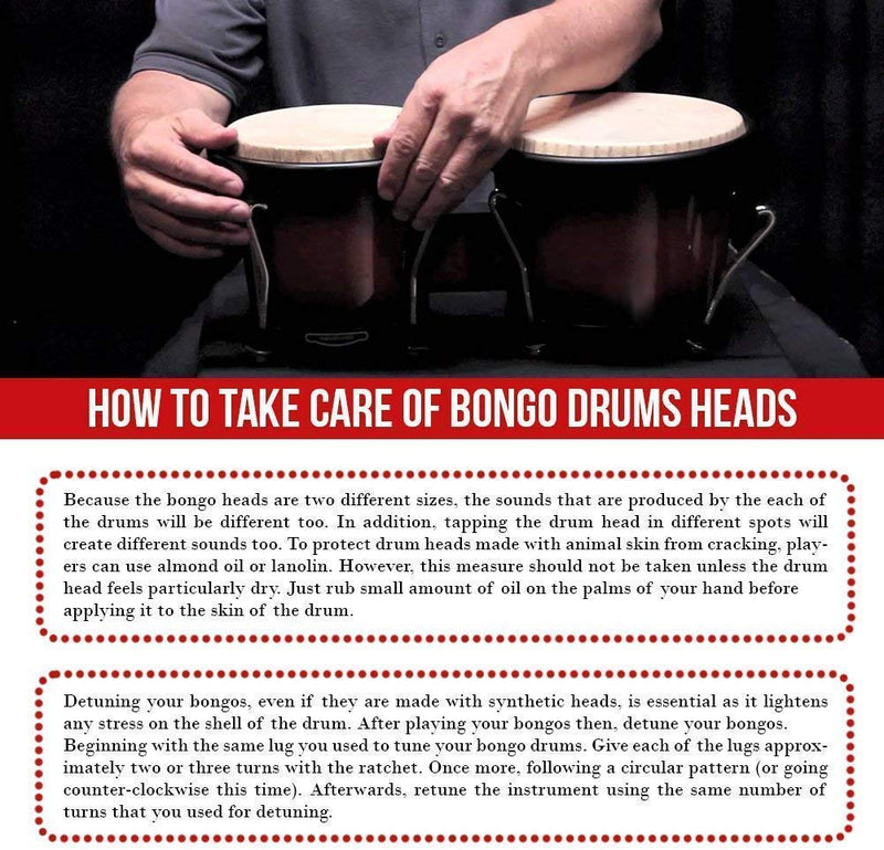 Hip Bongo Drums Bongo Heads Replacement Pack 5.6" and 6.4", Percussion Instruments Skin with Natural Ethically Sourced Rabbit Skin Hides, Instruction Installation Provided