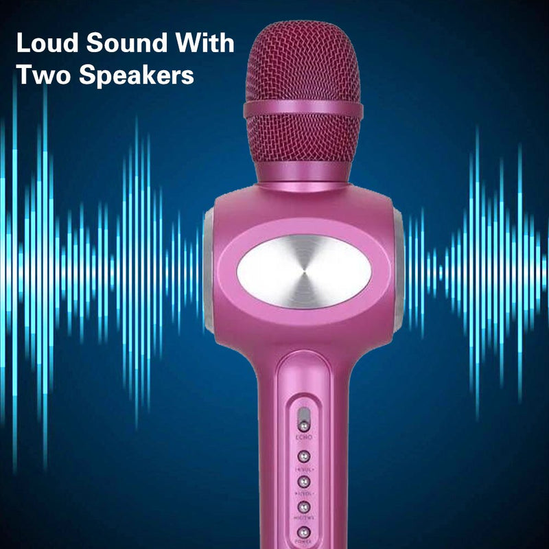 Karaoke Microphone Wireless Bluetooth Microphone for Kids Family Friends Duet Singing Portable Wireless Karaoke Recording KTV Party Gifts Light Holder Mic Machine for iPhone Android iPad PC (Rose Red)