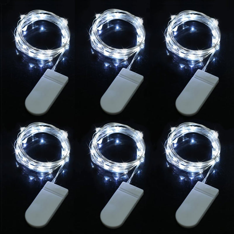 [AUSTRALIA] - AMBOX LED String Lights, 6 Pack 7.2 ft / 2.2 m LED Starry String Lights Battery Operated with 20 LEDs Firefly Lights Copper Wire Lights for DIY Dinner Party Decoration Costume Making Cool White 