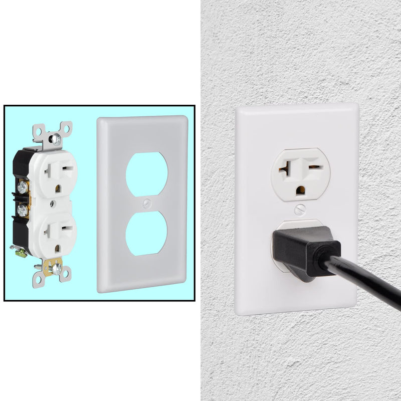 PowGrow Duplex Electrical Receptacle Outlets, 20Amp 250V Wall Outlet Straight Blade Receptacle, 2 Pole 3 Wire, 20A 250V, NEMA 6-20R/NEMA 6-15R, White, 2-Pack 2-Pack/ 20A 250V