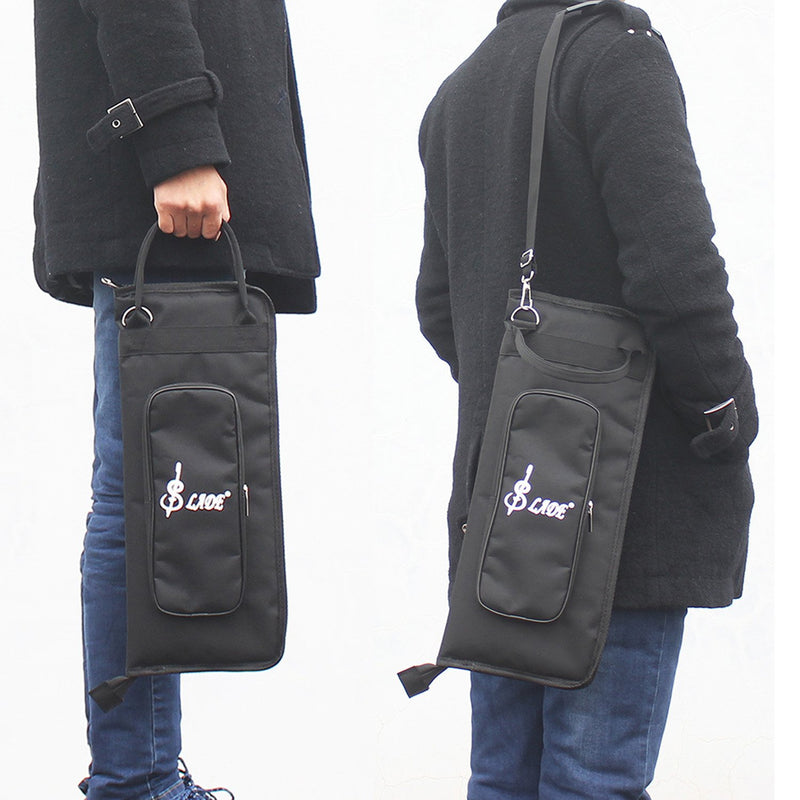 Buytra Drumstick Bag Case Drum Stick Holder Percusssion Drum Mallet Bag with External Pocket and Floor Tom Hooks, Black