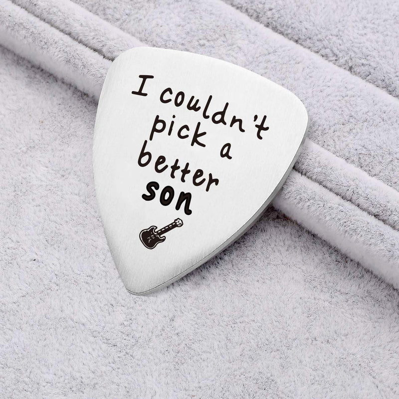 MaySunset I Couldn’t Pick A Better Son Guitar Pick, Stainless Steel Guitar Picks Jewelry Gift for Son Musician Guitar Player Birthday Christmas Graduation Gifts