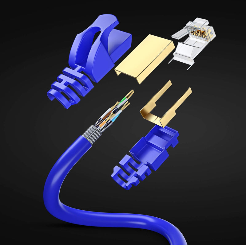Cat 7 Ethernet Cable 6 ft - High-Speed Internet & Network LAN Patch Cable, RJ45 Connectors - [6ft / Blue] - Perfect for Gaming, Streaming, and More! 6 Feet