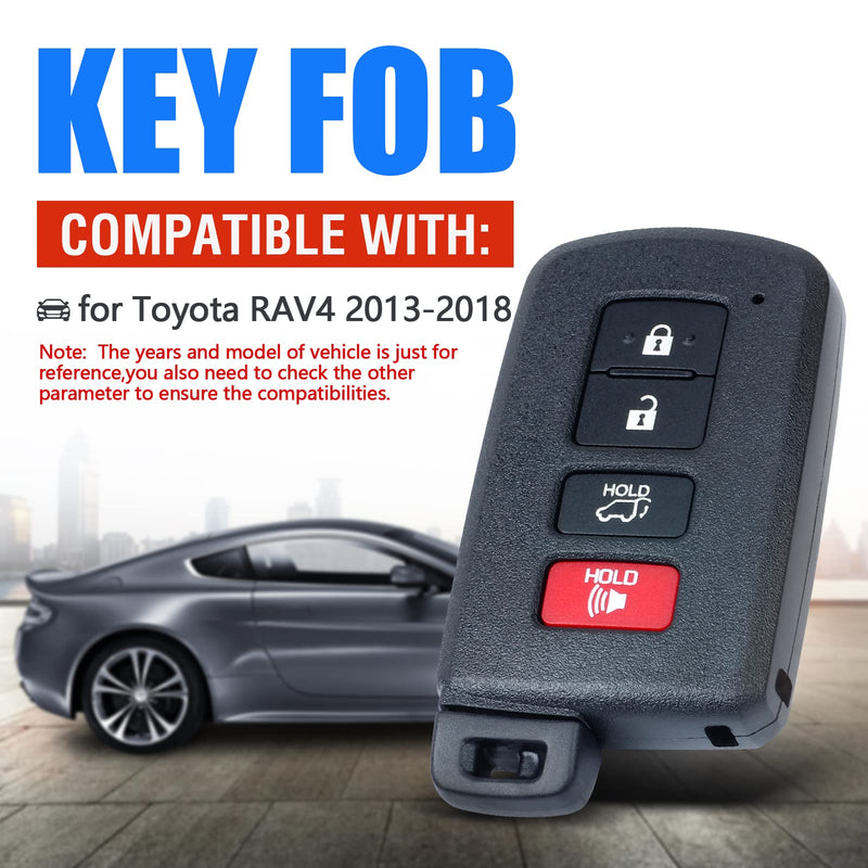 Keymall Keyless Entry Smart Prox Remote Key Fob Replacement for Toyota RAV4 2013 2014 2015 2016 2017 2018 4 Buttons 8A Chip 281451-0020 G Board FCC ID:HYQ14FBA PN:89904-0R080