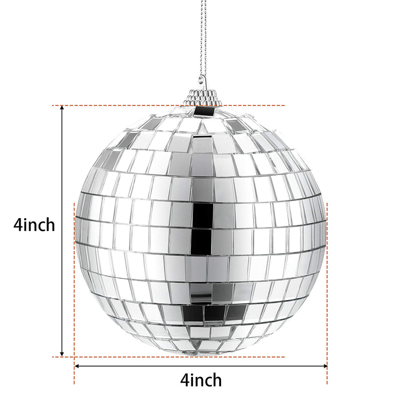 [AUSTRALIA] - 2 Pieces Mirror Disco Ball, 70's Disco Party Decoration, Hanging Ball for Party or DJ Light Effect, Home Decorations, Stage Props, Game Accessories (Silver, 4 Inch) 