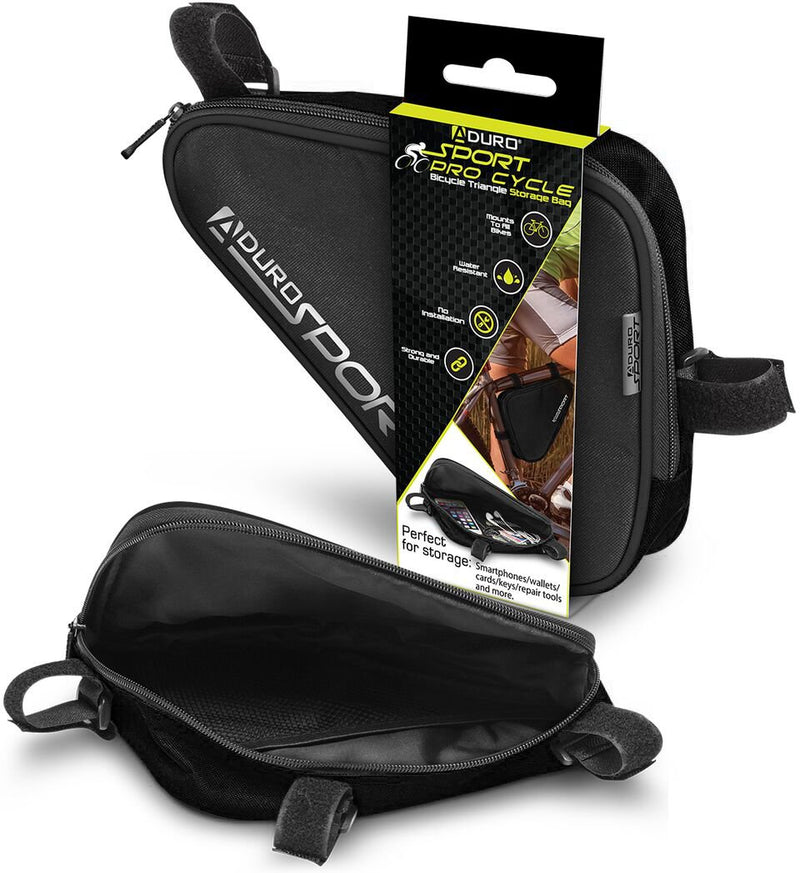 Aduro Sport Bicycle Bike Storage Bag Triangle Saddle Frame Pouch for Cycling Black