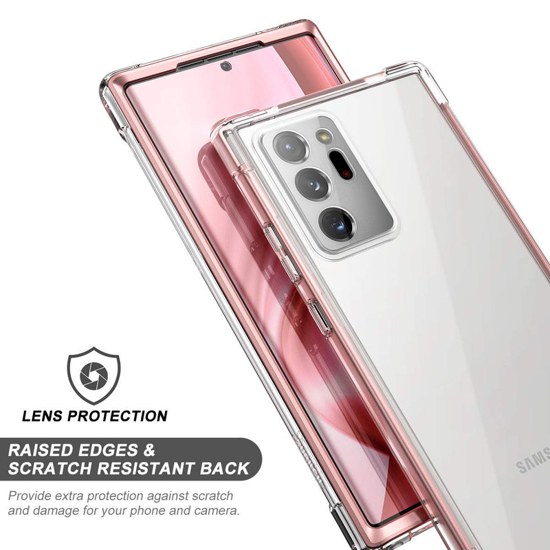 SURITCH Clear Case for Samsung Note 20 Ultra,[Built in Screen Protector]Full Body Protection Hard Shell+ TPU Bumper Shockproof Rugged Protective Cover for Samsung Galaxy Note 20 Ultra 6.9"(Rose Gold) Rose Gold