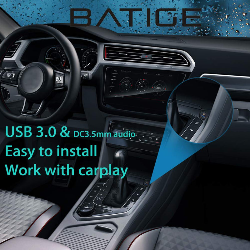 BATIGE USB 3.0 & 3.5mm Car Mount Flush Cable 3.5mm + USB3.0 AUX Extension Dash Panel Waterproof Mount Cable for Car Boat and Motorcycle - 3ft
