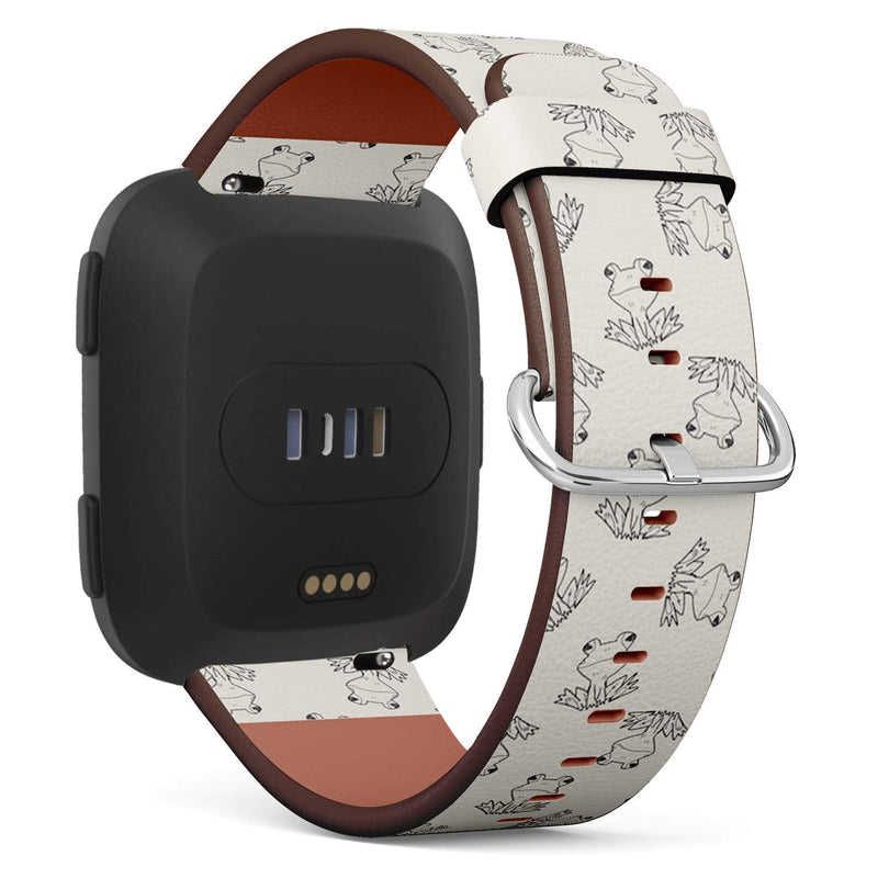 Compatible with Fitbit Versa, Versa 2, Versa Lite, Leather Replacement Bracelet Strap Wristband with Quick Release Pins // Frog Doodle
