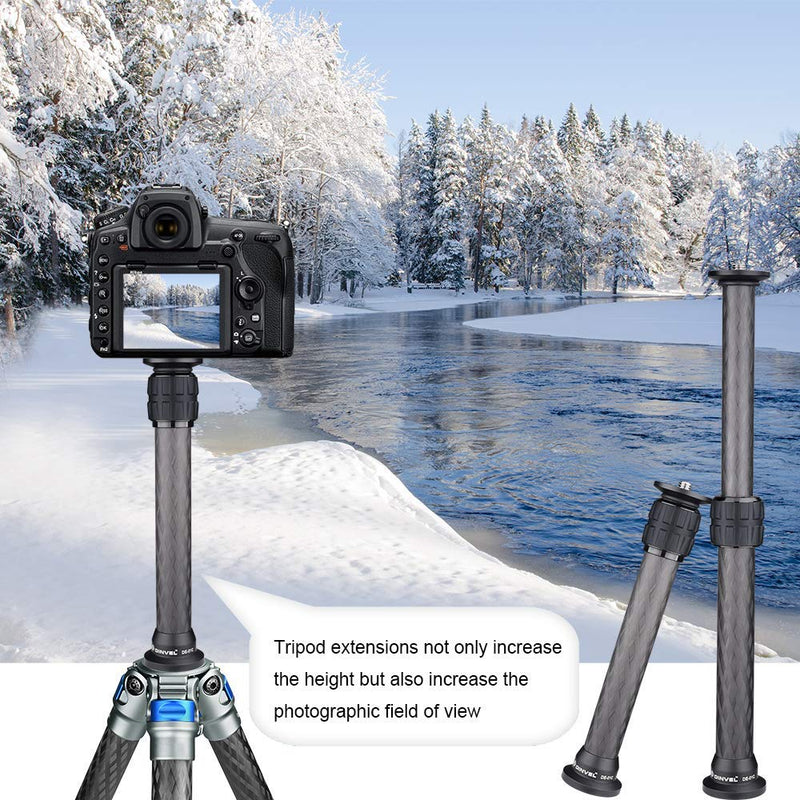 FOTOBETTER 2 Section Carbon Fiber Tripod Extension Tube,Tripod Center Column Tripod Extender, Gimbal Extension Pole Handheld Extension Bar Telescopic Stick Rod for Tripod/Monopod/DSLR Camera