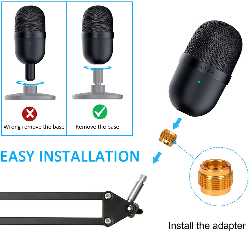 Razer Seiren Mini Boom Arm Stand with Pop Filter - Mic Stand with Foam Cover Windscreen Suitable for Razer Seiren Mini Streaming Microphone by YOUSHARES