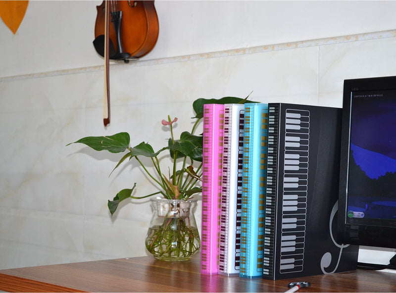 Music Themed Folder Music folder storage Holder,A4 Size Folder,40 Pockets,Treble Clef Folder (2Pack-Blue)