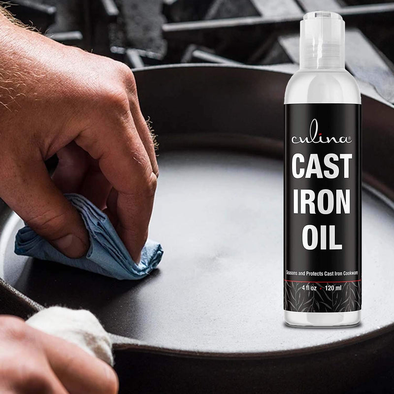 Culina Cast Iron 100% Natural Oil OU Kosher - Clean, Condition, Protect and Care for All Iron Pans, Skillets, Griddles, Dutch Ovens, Woks.