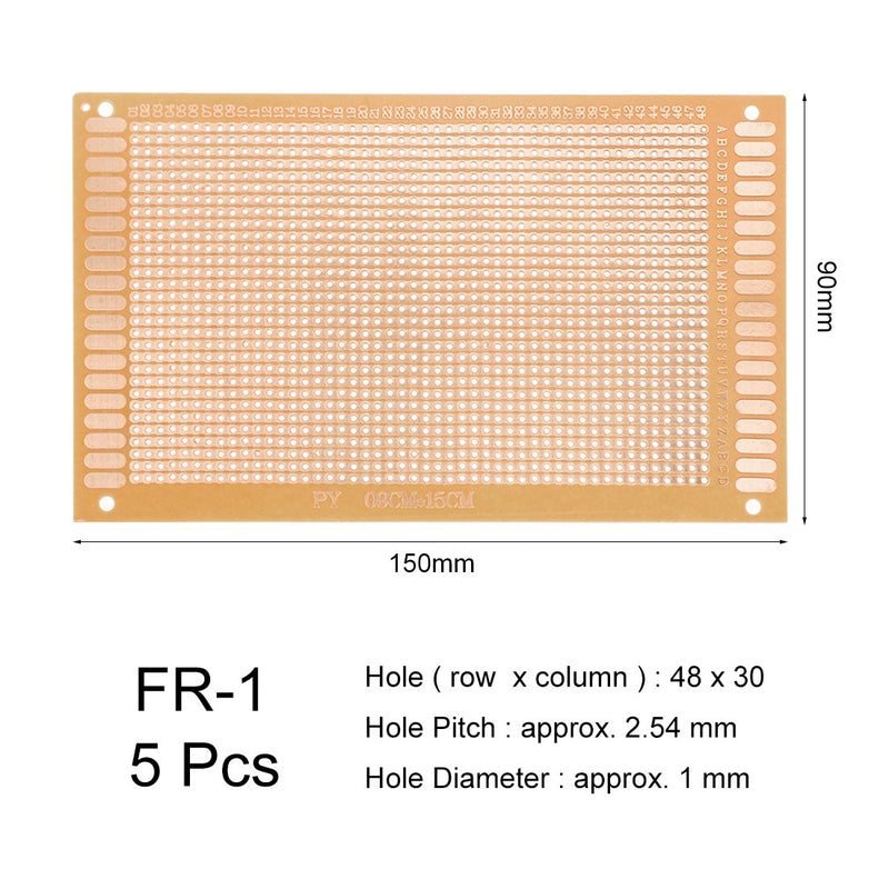 uxcell 9x15cm Single Sided Stripboard Universal Paper Printed Circuit Board Thickness 1.2mm for DIY Soldering Brown 5pcs