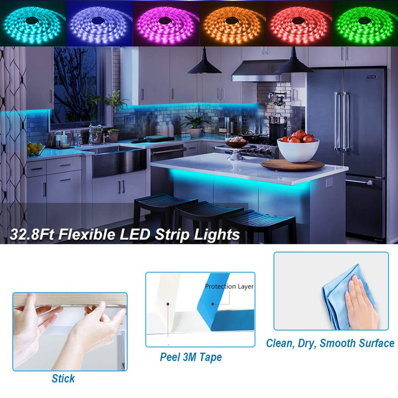 [AUSTRALIA] - Led Strip Lights RGB Color Changing P512S 32.8ft 600 LEDs 5050 Color Changing Waterproof Flexible Led Lighting Kit with 44 Keys IR Remote Controller 