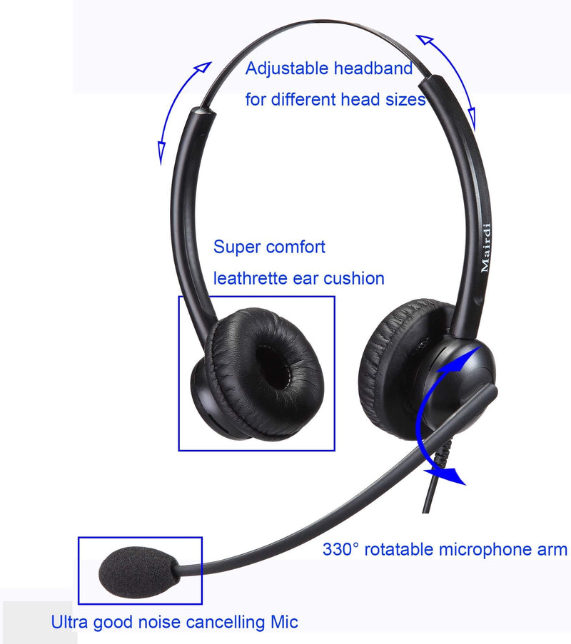 Telephone Headset with Noise Cancelling Microphone & HIS Cable for Avaya IP 1608 1616 9601 9608 9611 9611G 9620 9621 9630 9631 9640 9641 9650 9670 J139 Duo 510DSQD009