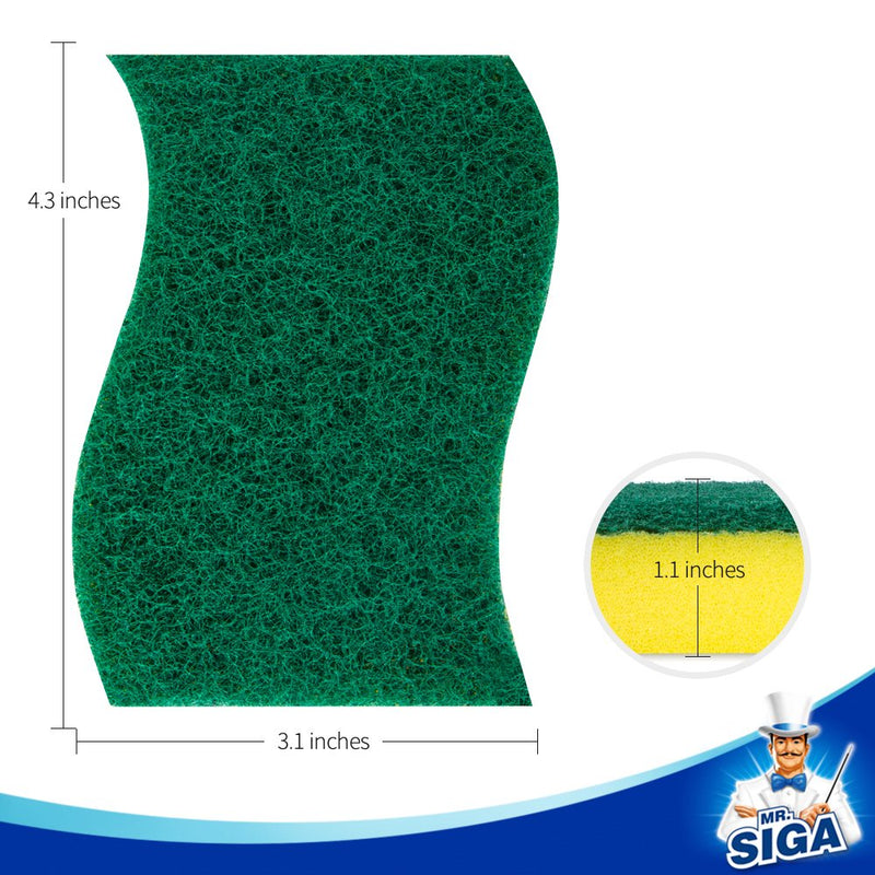MR.SIGA Heavy Duty Scrub Sponge, Pack of 12, Size:11 x 7 x 3 cm, 4.3" x 2.8" x 1.2" 12 Pack