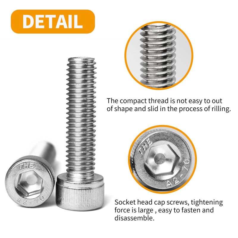 [AUSTRALIA] - Cicidorai M6-1.0 x 70mm Socket Head Cap Screws Bolts, 304 Stainless Steel (A2-70), Allen Socket Drive, Bright Finish, Full Machine Threads, Quantity 10 M6 x 70mm(10 PCS) 