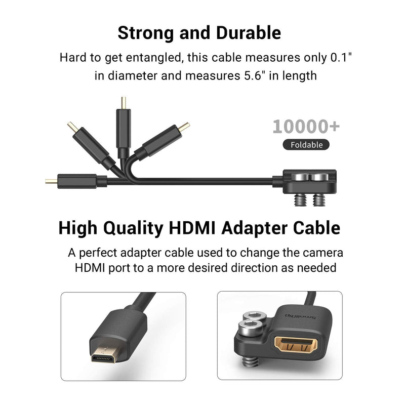 SmallRig Ultra-Slim 4K HDMI Adapter Cable, Female HDMI Type A to Male Micro-HDMI Type D, 4K@60HZ, for Sony A7R IV A7RIII A7III A7II A7RII / for Fujifilm X-T2 X-T3 - 3021 Female A to Male D