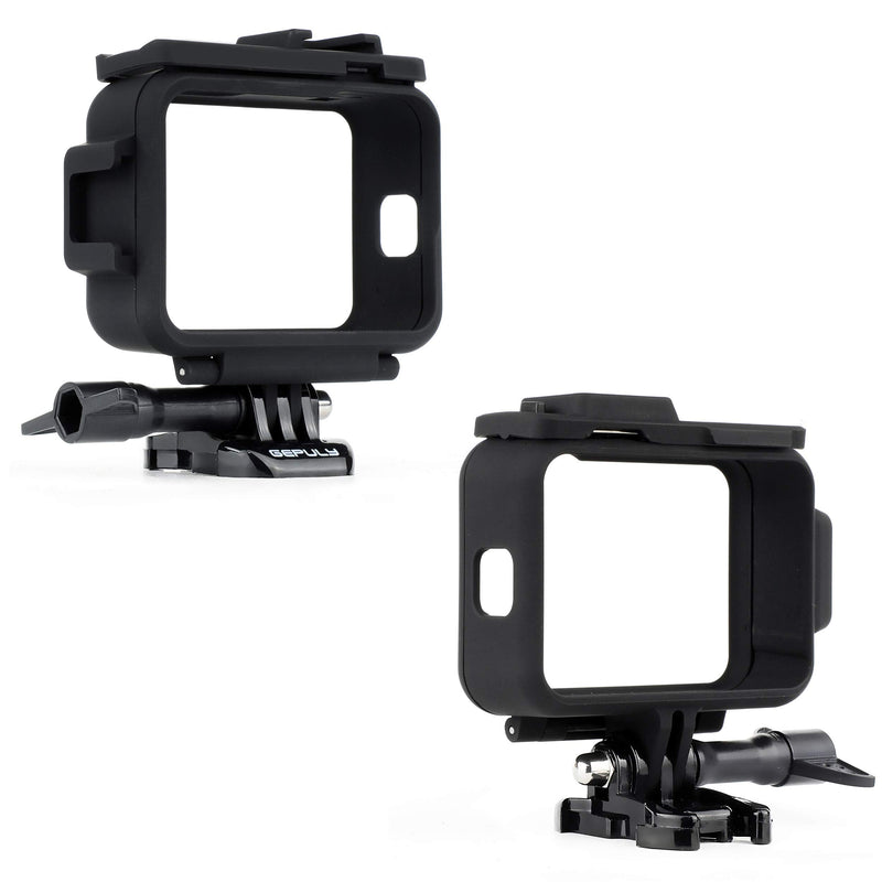 GEPULY Frame Mount Housing Protective Case for GoPro Hero 9 Black, Built-in Dual Cold Shoe Slot, Quick Release Buckle and Thumb Screw Included
