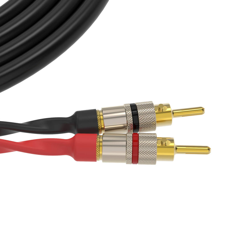 ChromaLeaf Canare 4S11 Bi-Wire Professional Audio Speaker Cable | 2 Bananas to 4 Bananas | Black | Gold Plated Locking Bananas | 3 Feet | Assembled in The USA