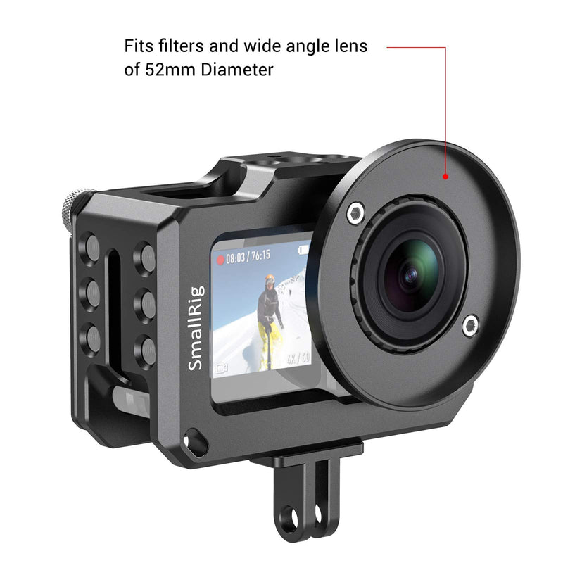 SMALLRIG Video Vlogging Camera Frame Cage for DJI Osmo Action Camera with 1/4” and 3/8” Thread Locating Holes Compatible with 52mm Adapter for Lens, Prevent The Screen from Scratching - CVD2360