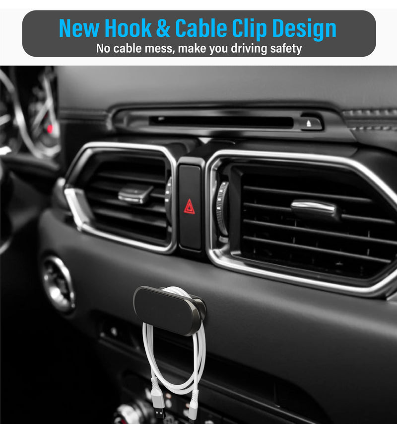 [AUSTRALIA] - 2 Pack Magnetic Car Zinc Alloy Phone Mount, Upgrade Magnet 8pcs, Universal Dashboard Holder, Cell Phone Grip Car Kits, 360° Adjustable Super Strong Magnet for Samsung, iPhone, LG, Pixel-Black 