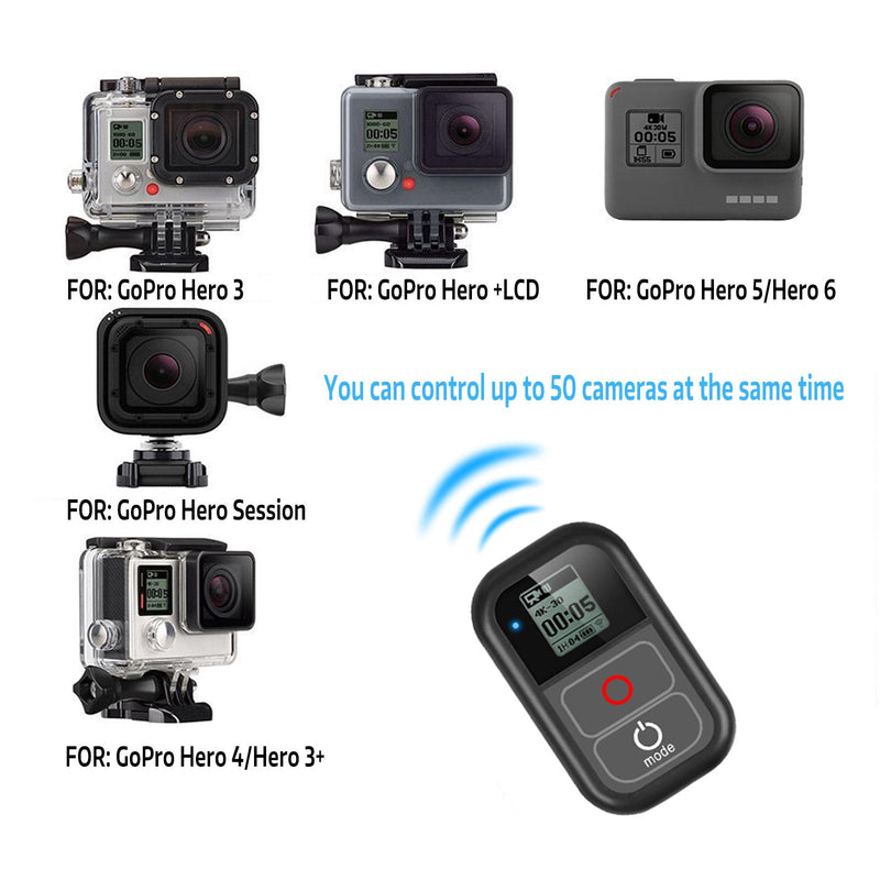 SHOOT Smart Remote Control(Waterproof 2m) for GoPro Hero 8,7 Black,6,5,4,3,3+,2,1, Hero + LCD, 4 Session, 5 Session,LCD Screen,Wi-Fi,Wirless,Built-in 500mah Battery Must Have Accessories