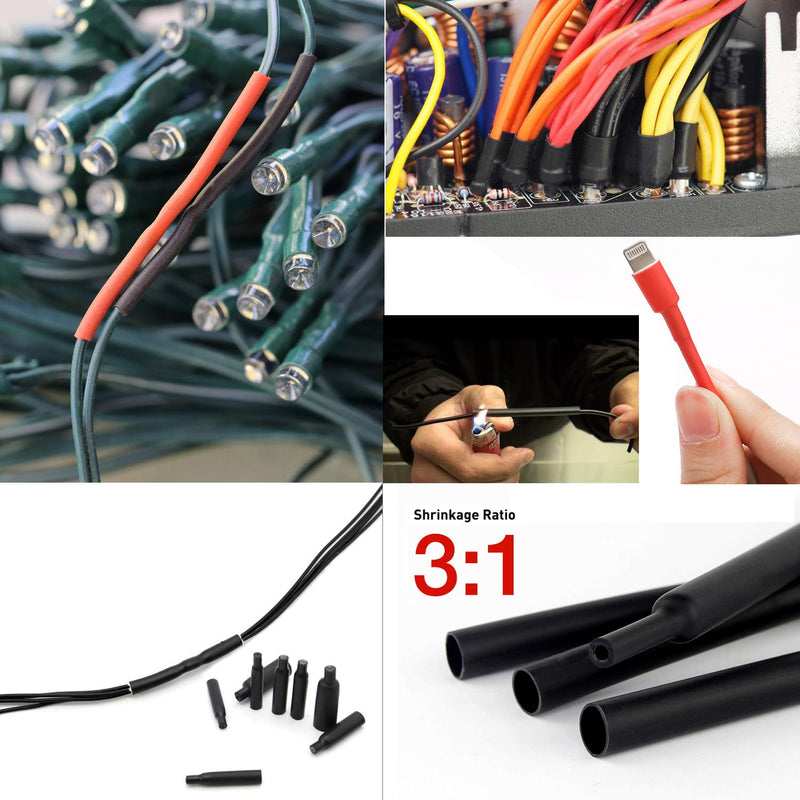 Nilight 270 pcs 3:1 Dual Wall Adhesive Heat Shrink Tubing kit, 6 Sizes(Dia): 1/16", 3/32", 1/8", 3/16", 1/4", Best Cable Sleeve Tube Assortment , 2 Years Warranty