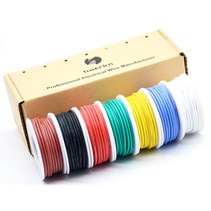 20awg Silicone Electrical Wire Cable 7 Colors (23ft Each) 20 Gauge Hookup Wires kit Stranded Tinned Copper Wire Flexible and Soft for DIY 20awg-Stranded
