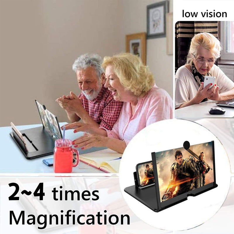 Smartphone Screen Magnifier Stand 14 Inch 3D Foldable Amplifier for Cell Phone with Adjustable Angle Black