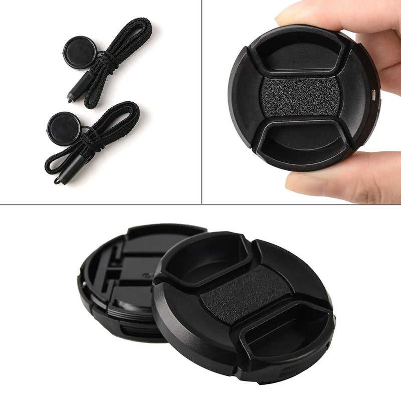 ZZJMCH 2 Pack 49mm Snap-On Center-Pinch Lens Cap, Compatible with Nikon, Canon, Sony & Other DSLR Cameras