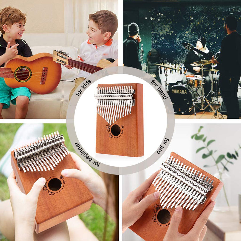 Alnicov Kalimba Thumb Piano 17 Keys,Solid Wood Mbira Finger Piano African Instrument with Tuning Hammer,Wrench and Instructions Kit for Kids Adult Beginners